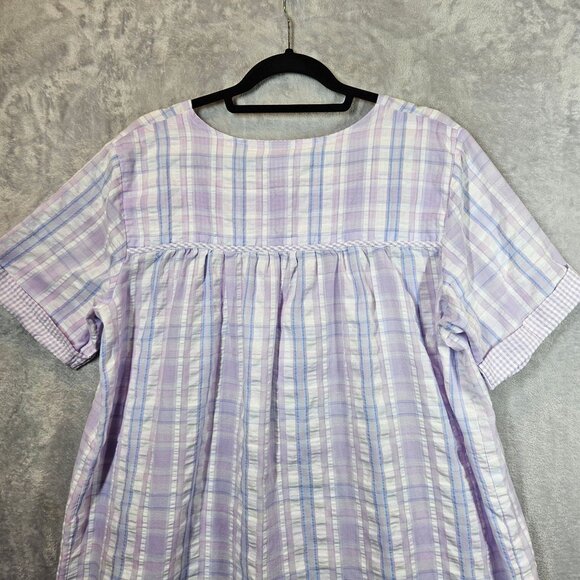 Croft & Barrow Robe night gown Womens XL Zip Pockets crinkle embroidered granny - Picture 12 of 15